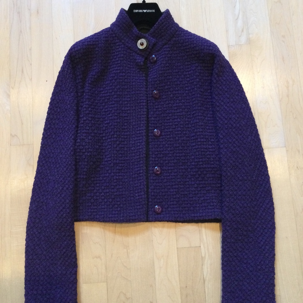 Armani Cardigan Jacket, purple color, wool blend, size46 (12), with tags